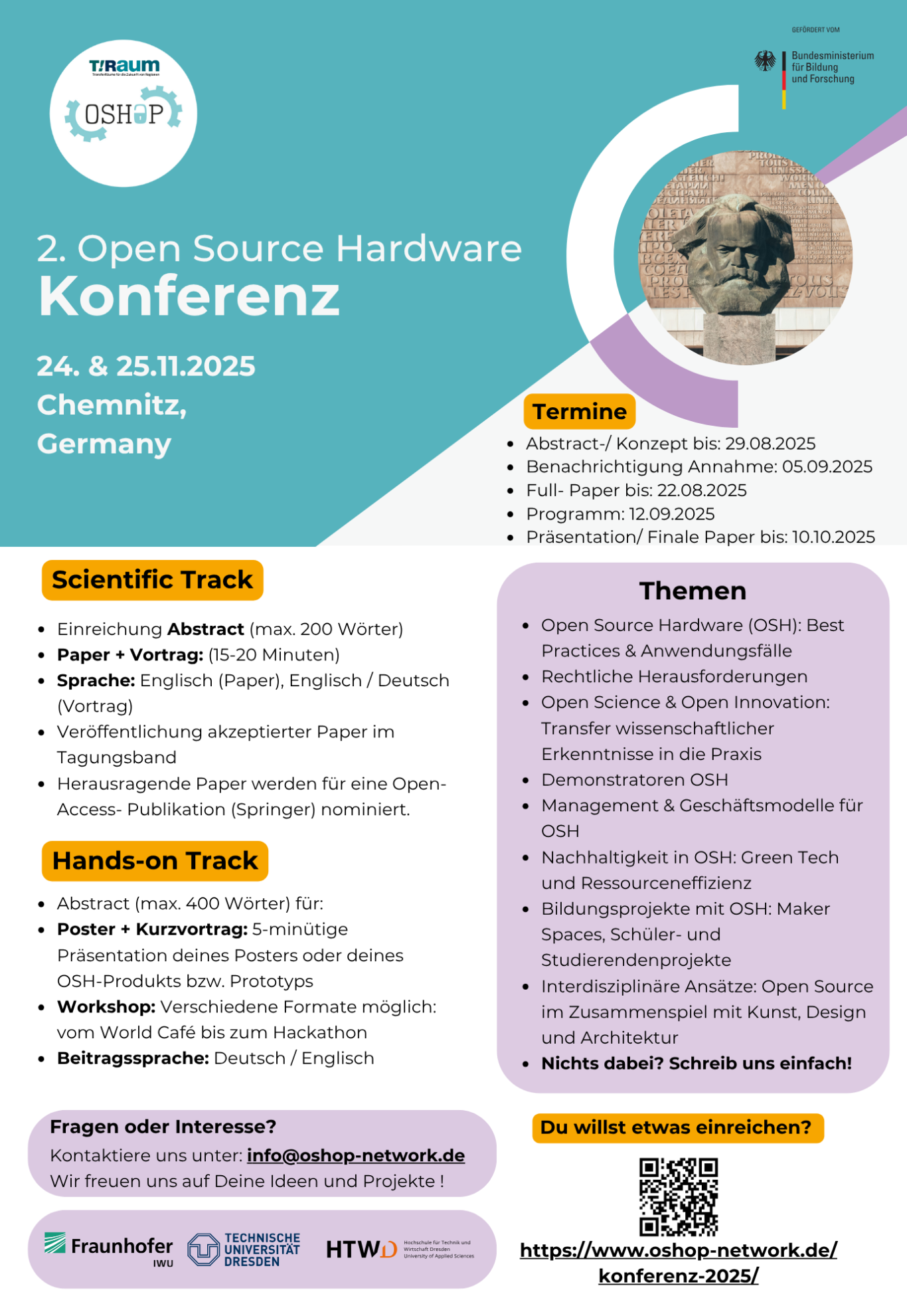 Poster mit der Ankündigung der 2. Open Source Harware Konferenz am 24.11. bis 25.11.2025